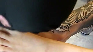 A Wanking Foot Slave at Their Service