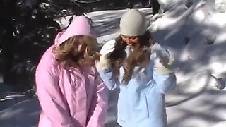 Snow angels showing the camera
