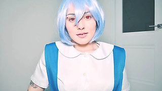 Rei Ayanami Loves to Make Her Clit Cum and Pussy Squirt with Fuck Machine And...