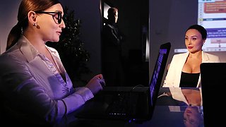 Busty Plump HR Manager Cucks Sexy Karina King During the Job Interview Having Office Sex With Her Ex