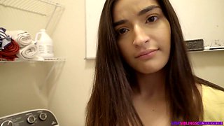 Horny stepbrother fucks sexy stepsister Emily Willis in the laundry and during hot workout