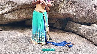 Indian Couple Romance in Outdoor - Saree Sex - Saree Lifted up and Ass Spanked