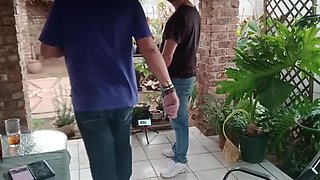 Amateur Threesome Fucking Our Stepsister in the Garden
