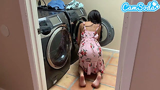 Stepbro Spies on Me Doing Laundry, Steals My Panties & Fucks Me Hard While I'm on the Phone with Stepmom- POV