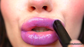 Wet Violet Glossy Kiss Close up