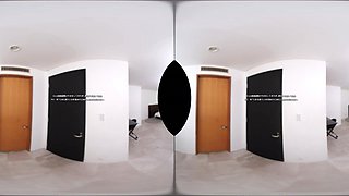 Asian teen shows her pink panties in VR