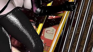 Asian Girl with Latex Hard Sex in the Dungeon