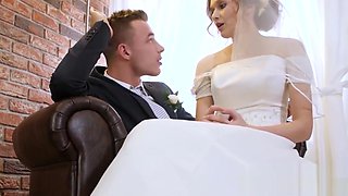 Beautiful bride fucks stranger while hubby cuckolds