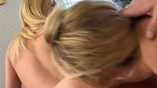 Blonde Babe Devours Partner's Big Cock in Passionate Play