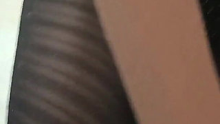 Pantyhose Fetish. MILF Sucks Cock in Nylon and Makes Him Cum POV