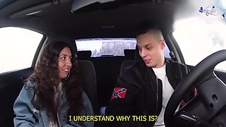 Passionate casting babe shares intense car and butt action on couch