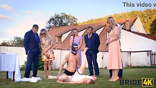 Kinky Bride Fucks Groom in Hound Mask - Outdoor Wedding Sex with Natural Tits