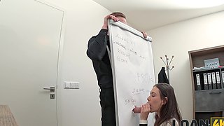 A hot brunette chick Vixi Rafi has sex with her boss Stanley Johnson in the office