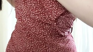 Brunette solo darling masturbating at home