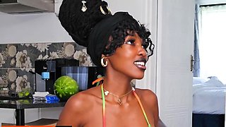 This BUSTY VIRGIN EBONY TEEN moaned loud