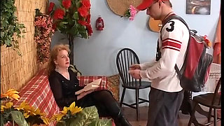 A dirty stepmom comforts her sad stepson sucking his always hard cock