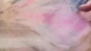 Ebony girl showers her big ass amp masturbating