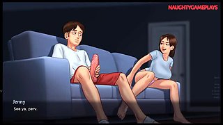 Lucky Guy Kisses Hot MILF Landlady & Gets Footjob From Girlfriend - Summertime Saga 3D Sex Animation