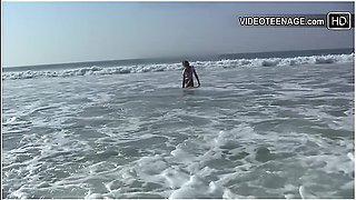 Brunette Naked At Beach