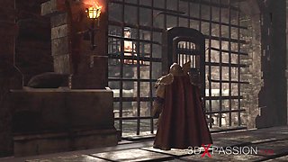 A beautiful princess gets fucked by a dwarf knight in the dungeon - Big ass