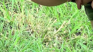 Farmers neighbor, pissing outdoors gets pee on titties