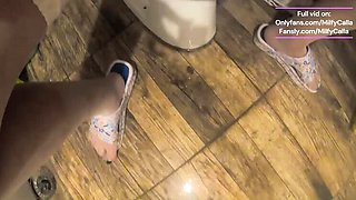 Extreme Pee Play - Wet Latina MILF Spreads & Golden Showers in Toilet Fetish Fun