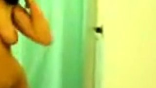 Natural Amateur Strips and Plays with Dildo on Webcam