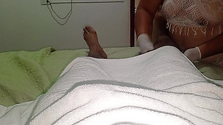 Mature Masseuse Gets Aroused When She Sees My Cock and Jerks Me off