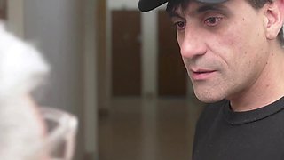 Italian whore wife getting fucked in her tight anal hole by a courier but got caught