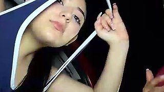 Two horny latinas suck and ride hard cock outdoor live at se