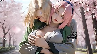 AngeLows - Tsunade & Sakura Softcore Anime Show in Micro Bikinis