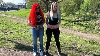 Girlfriends Peeing at the Rest Stop!