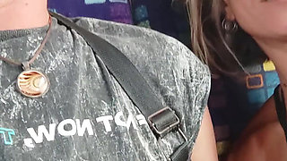 My Friend Masturbates Me and I Suck His Cock Travelling in a Train with People