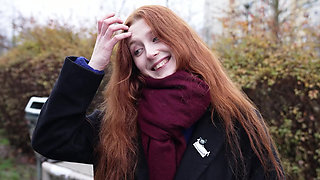 German redhead cutie gets her pale pussy broke by a hard boner