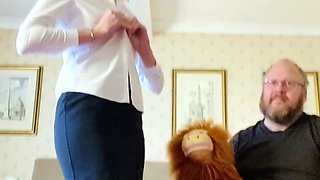 Saffy British blond teasing solo stocking heel show