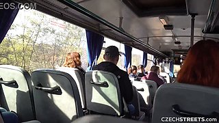 Watch this stunning Czech MILF get pounded in a public bus by a hung stranger