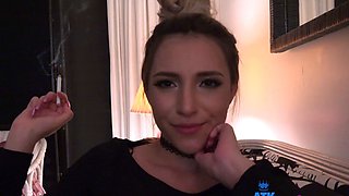 Petite Blonde Hime Marie's Wild Public Handjob and Blowjob