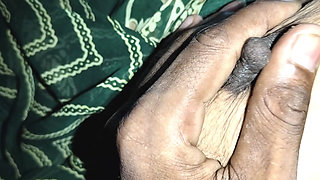 Indian Desi Girl's Orange Pressed With Her Hands