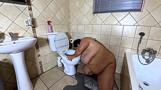 Playing with My Fat Pussy While Licking the Toilet