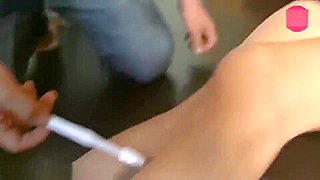 Korean girl&#039;s feet tied and tickled with toothbrush