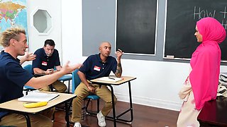 Three men takingturns fucking Teacher Kiki Calis tight pussy