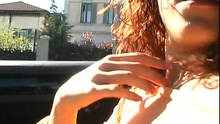 Wonderful Amateur Teen with Big Tits Masturbates Her Tight Pussy in the Car