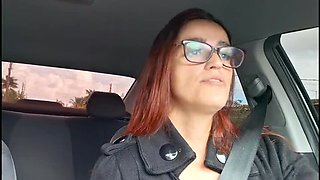 Naughty Brazilian Redhead Gives Hot Car Blowjob & Masturbates in Public - Real Homemade 4K