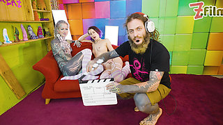 Two Slim Cuties Get Fucked by a Serviceman with Fat Cock