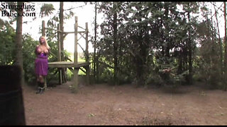 Deedee Tied and Cleavegagged Outside