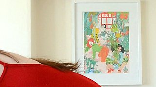 Small titted brunette teen fingering on the bed