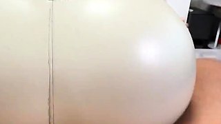 Her big ass, covered in sports leggings, is just begging to