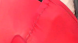 No Panty in Red Pantyhose