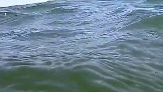 We Got Caught! My Teacher Handjobs My Cock Underwater on Nude Beach Public Sex