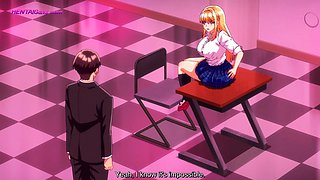 Anime college babe gets panties pulled by strict teacher